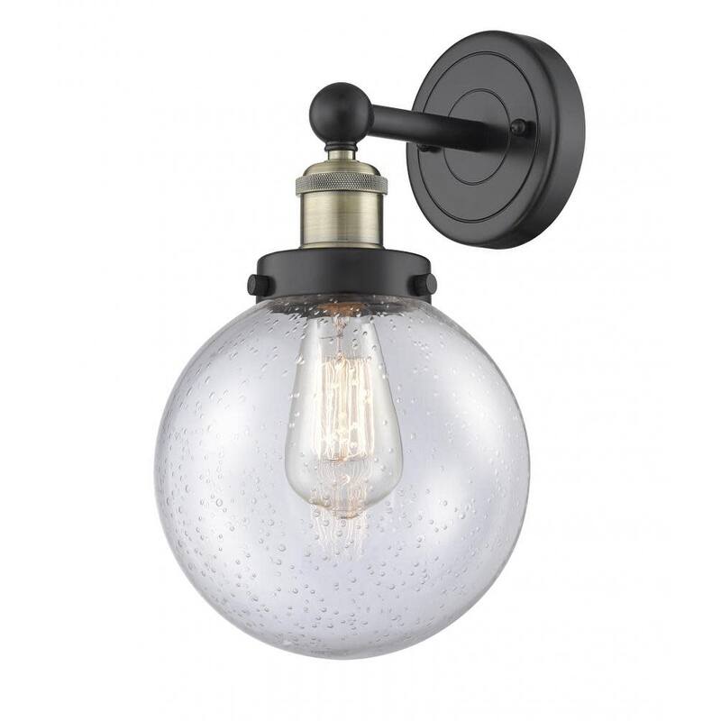 Innovations Lighting 616-1W-10-7-L Beacon Sconce Beacon 10" Tall Wall - Black Antique Brass / Seedy