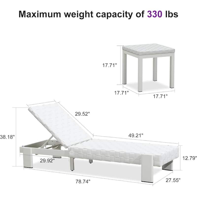 PURPLE LEAF Patio Lounge Chair Modern Outdoor Chaise Lounge Rattan Chaise Lounge Chairs