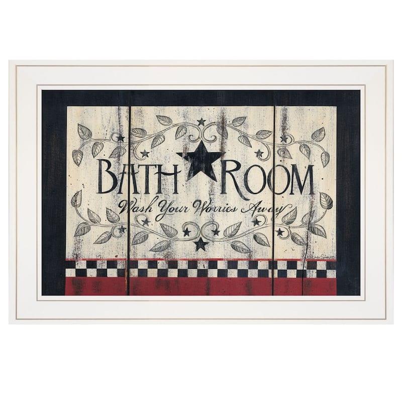 TrendyDecor4U Contemporary "Bathroom" Framed Print Wall Art by Linda Spivey