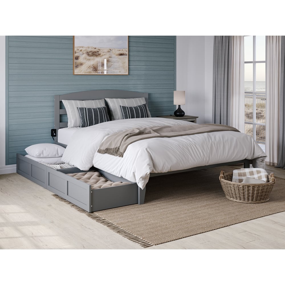AFI Warren Platform Bed with Storage and Charging Station