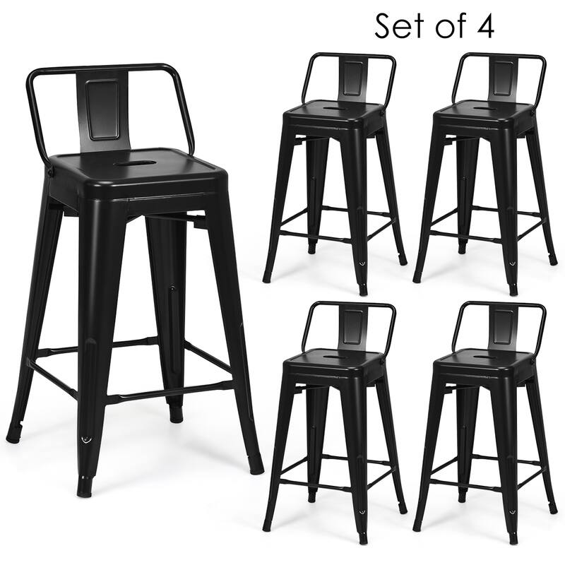 Costway Set of 4 Low Back Metal Counter Stool 24'' Seat Height - see details