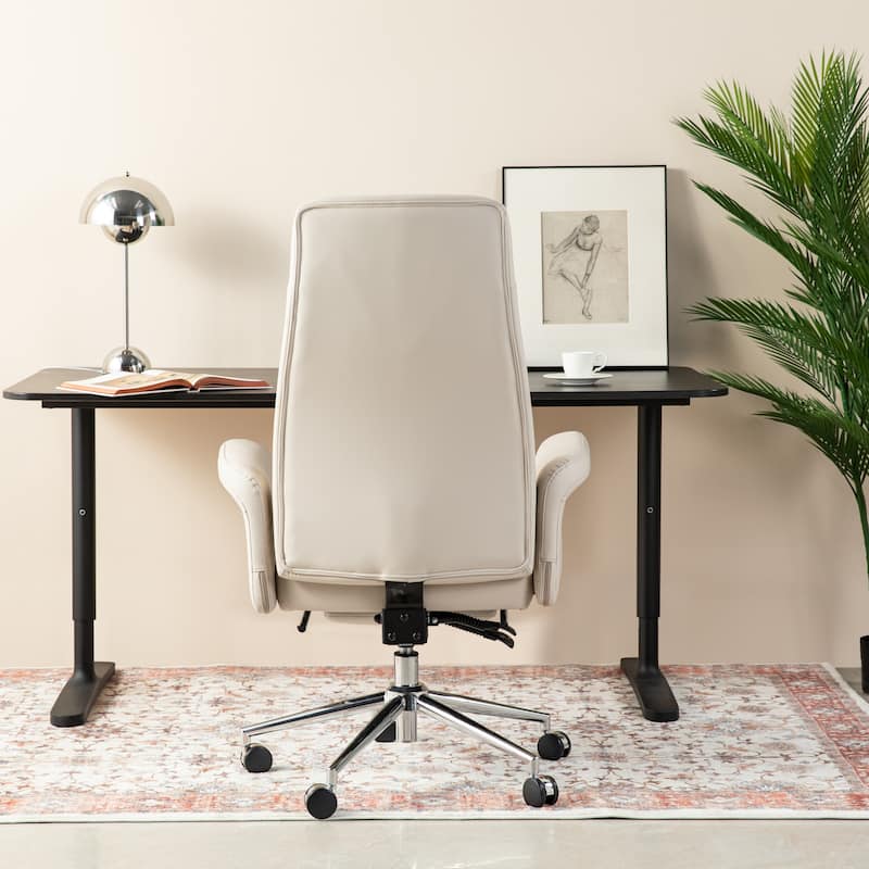 Glitzhome 49"H Modern Adjustable Swivel High Back Ergonomic Office Chair with Armrest and Extendable Footrest