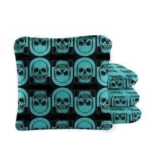 Skull Teal Dual Sided Cornhole Bags