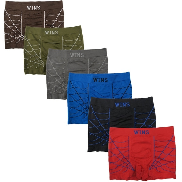 Men's 6 Pack Spider Web Print Seamless Boxer Briefs