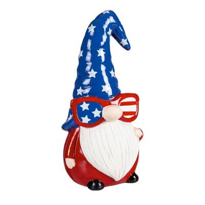 10"H Ceramic Gnome Garden Statuary, Americana
