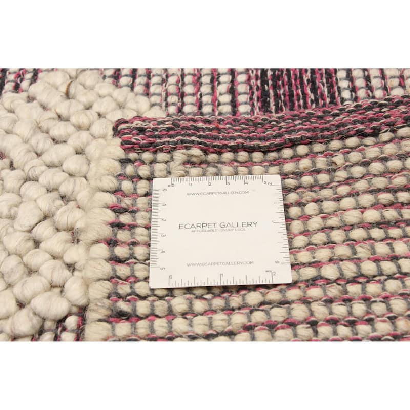 ECARPETGALLERY Braid weave Sienna Cream, Pink Wool Rug - 4'11 x 7'11