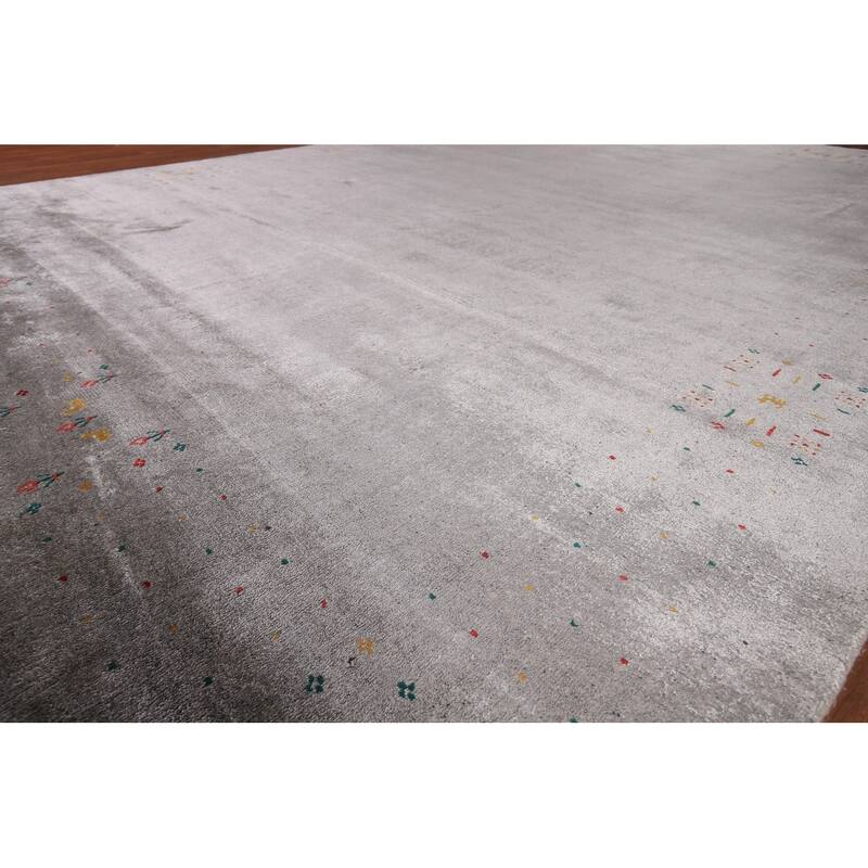 Tribal Gabbeh Indian Area Rug Silk Carpet - 9'0" X 11'7"