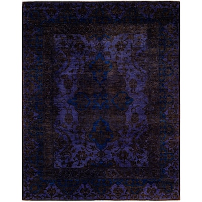 Overdyed One-of-a-Kind Hand-Knotted Area Rug - Purple - 8' 1" x 10' 0"