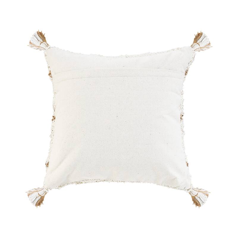 Sevita Boho-Chic Geometric Jute and Cotton Throw Pillow