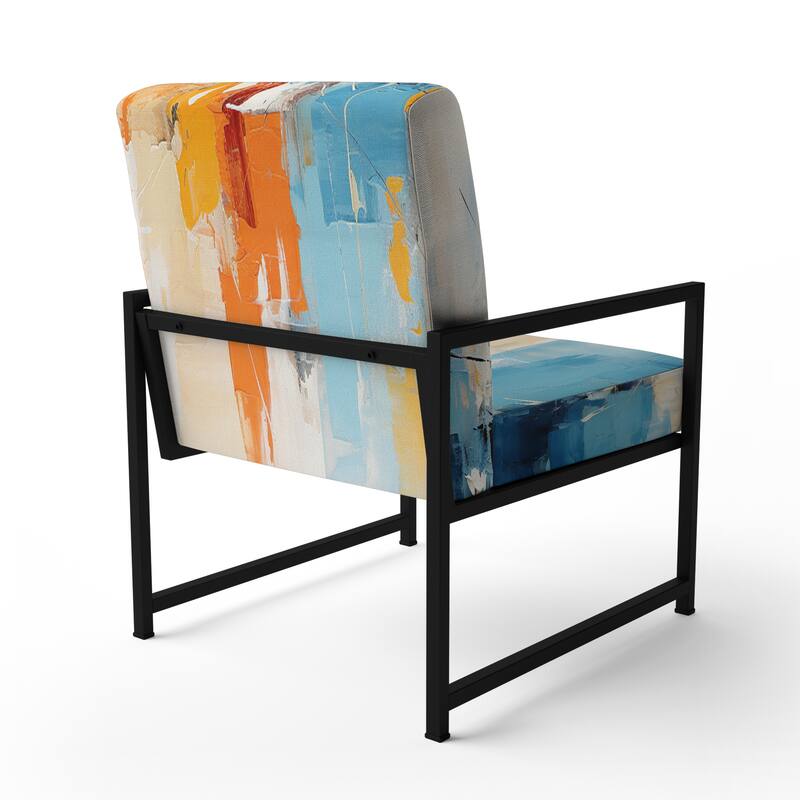 Designart "Paper Euphoria I" Upholstered Abstract Collages Accent Chair and Modern & Contemporary Arm Chair - Multiple Color
