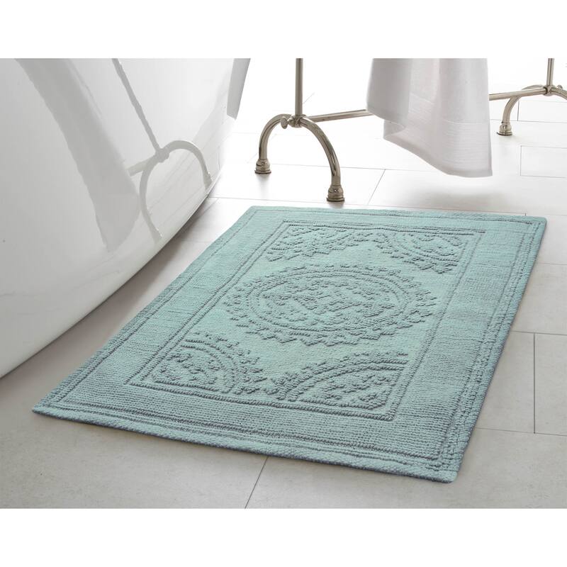Jean Pierre Cotton Stonewash Medallion 21 x 34 in. Bath Rug