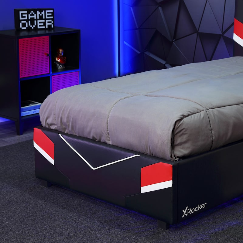 X Rocker Orion eSports Gaming Bed Frame, Black/Red, Twin