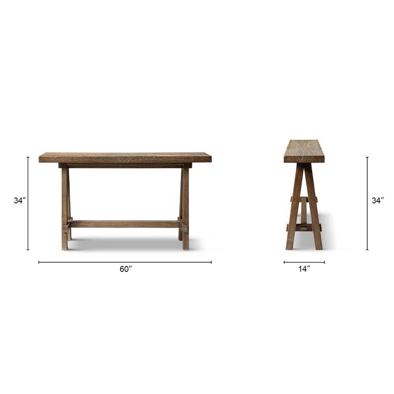 Jennifer Taylor Home Hawthorne 60" Solid Reclaimed Elm Trestle Console Table