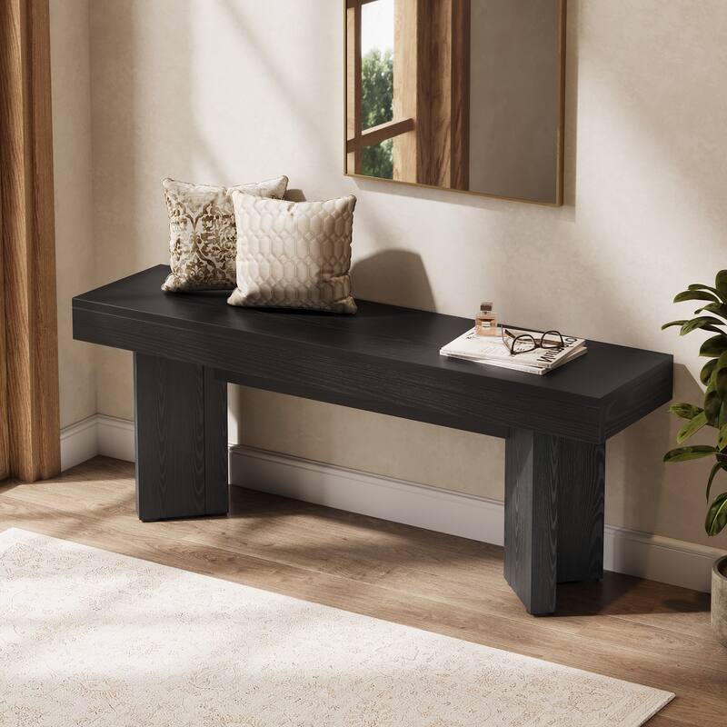 Wood Entryway Bench, Long Indoor End of Bed Bench, Bedroom Hallway Foyer Accent Seat Bench