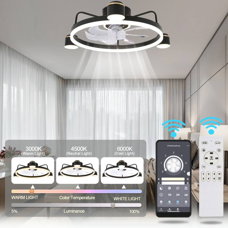 Curve Curio 3 Color Tone and 6 Fan Speed Ceiling Fan, App Control and Remote Control for Bedroom, Living Room and Dining Area