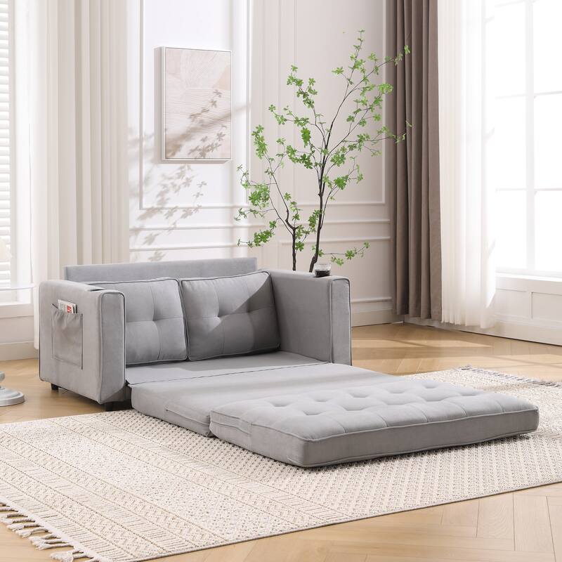 3-in-1 Upholstered Futon Sofa Convertible Sofa bed,Foldable Tufted Loveseat with Pull Out Sleeper Couch Bed