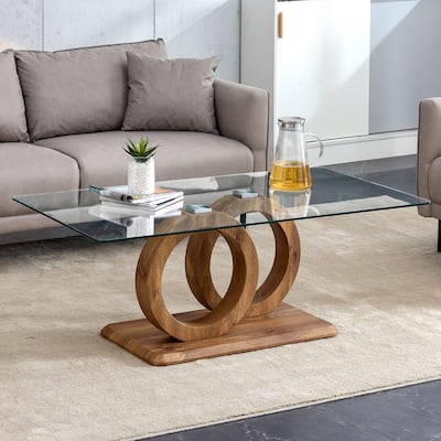 Rectangular Coffee Table withTempered Glass Tabletop