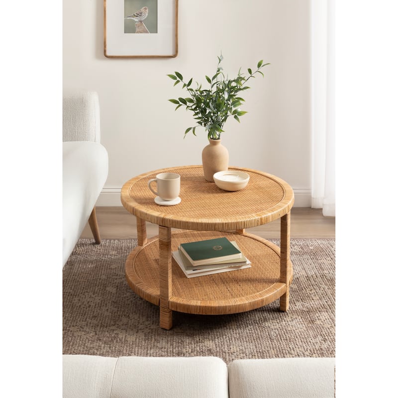 Kate and Laurel Rafina Rattan Round Coffee Table - 28x28x18