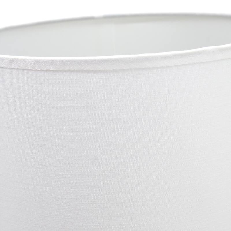 Tribal Hand Painted Ceramic Table Lamp with White Drum Shade - 17" - Cream