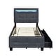 preview thumbnail 5 of 14, Twin Size Upholstered Platform Bed with LED Lighting and Storage Drawers, Modern Design with Lattice Headboard