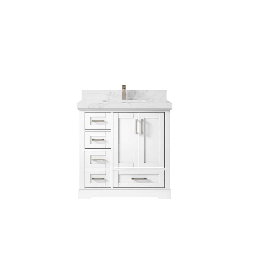 Willow Collections 36 x 22 Boston Center Sink Right Bathroom Vanity with Countertop