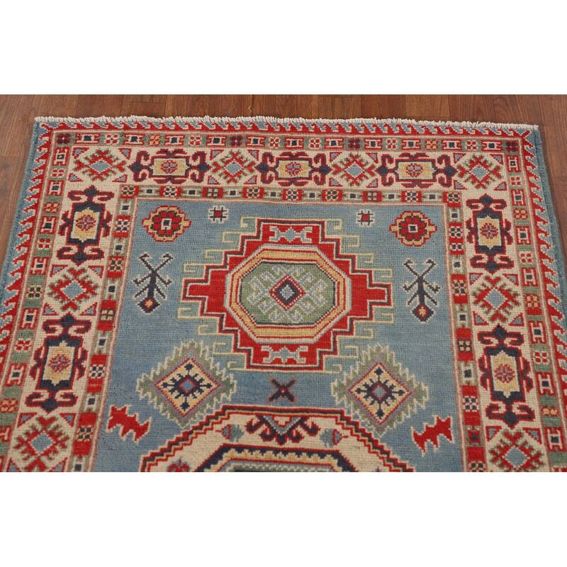Light Blue Kazak Accent Rug Hand-Knotted Wool Carpet - 3'0"x 5'1"