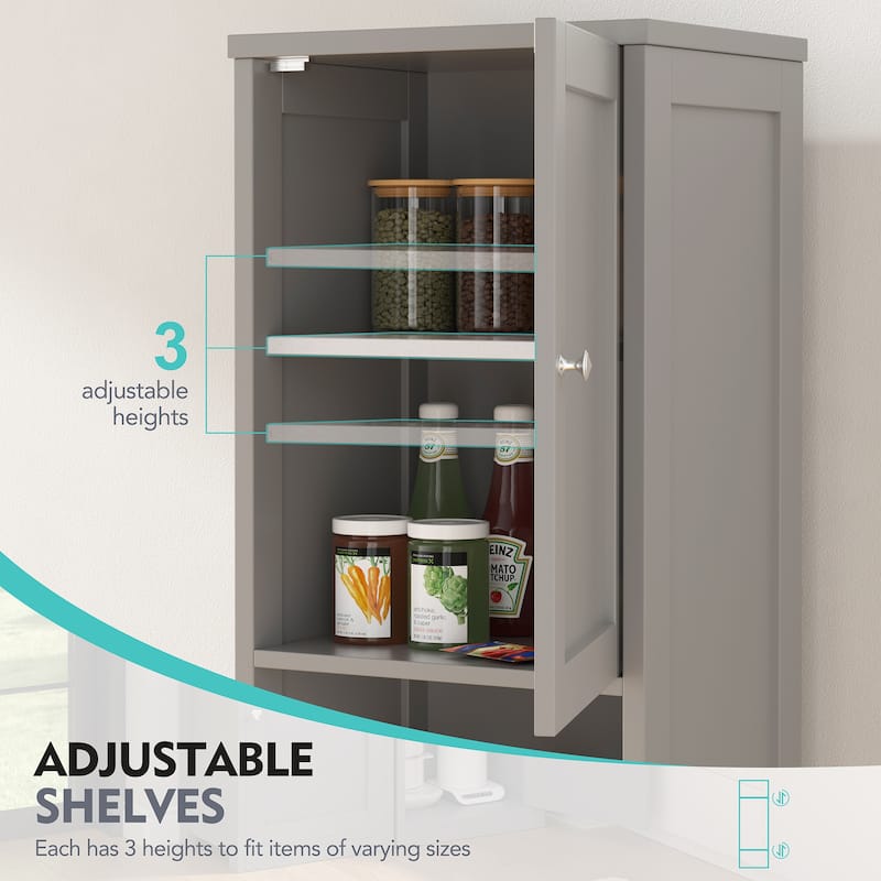 Futzca Tall Bathroom Storage Cabine, 64”H Freestanding Narrow Storage Pantry Cabinet