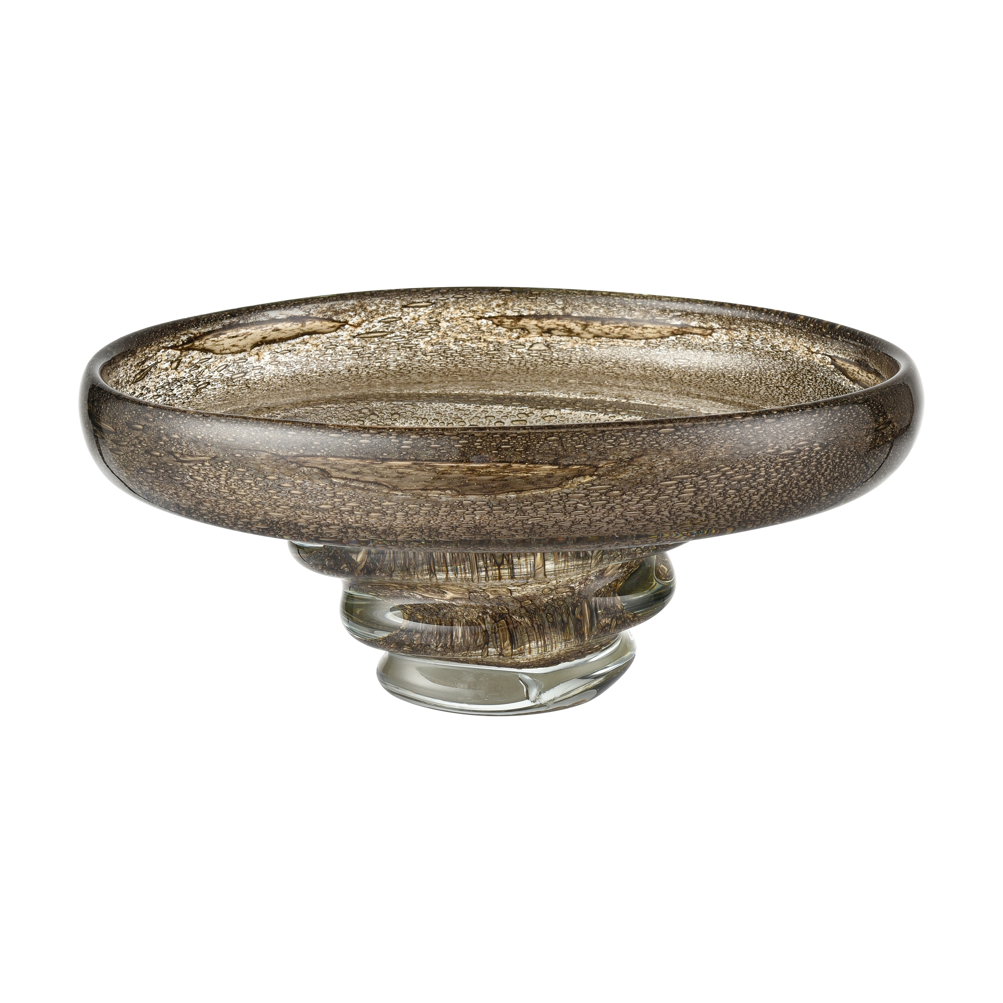Atlas Metcalf Hand-Formed Bubbled Glass Ribbed Bowl - 11.5 inch Wide