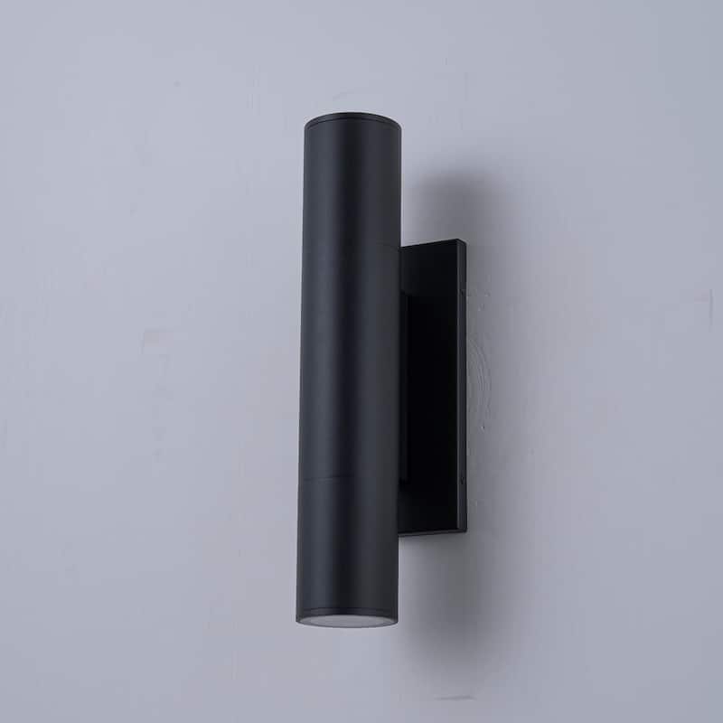 4.5" Modern Black/Gold Cylinder Integrated LED 3000K Up and Down Waterproof Outdoor Wall Armed Sconce
