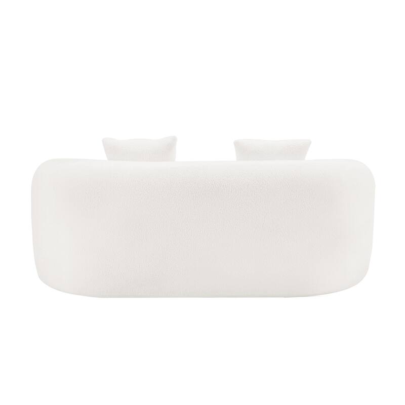 Cloud-like Curved Loveseat Sofa Teddy Fabric Compression Couch