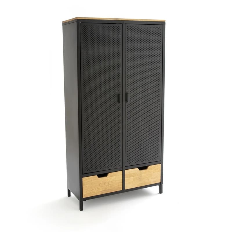 Agama 2 Door Metal and Oak Cabinet - 74.9"H *39.4"W *15.8"D