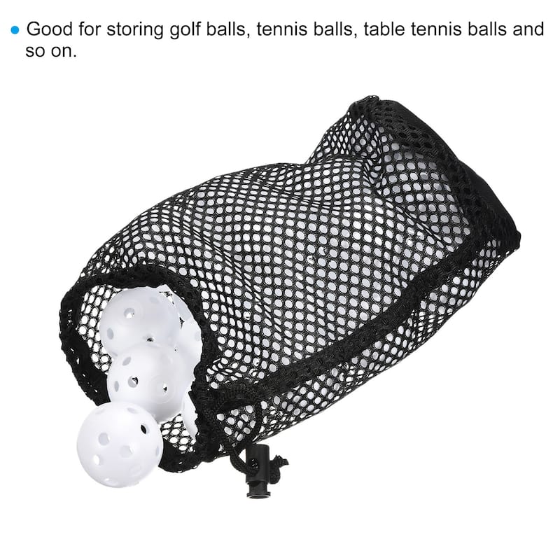 3Pcs Nylon Mesh Net Bag Drawstring Pouch for Golf Ball Storage Black