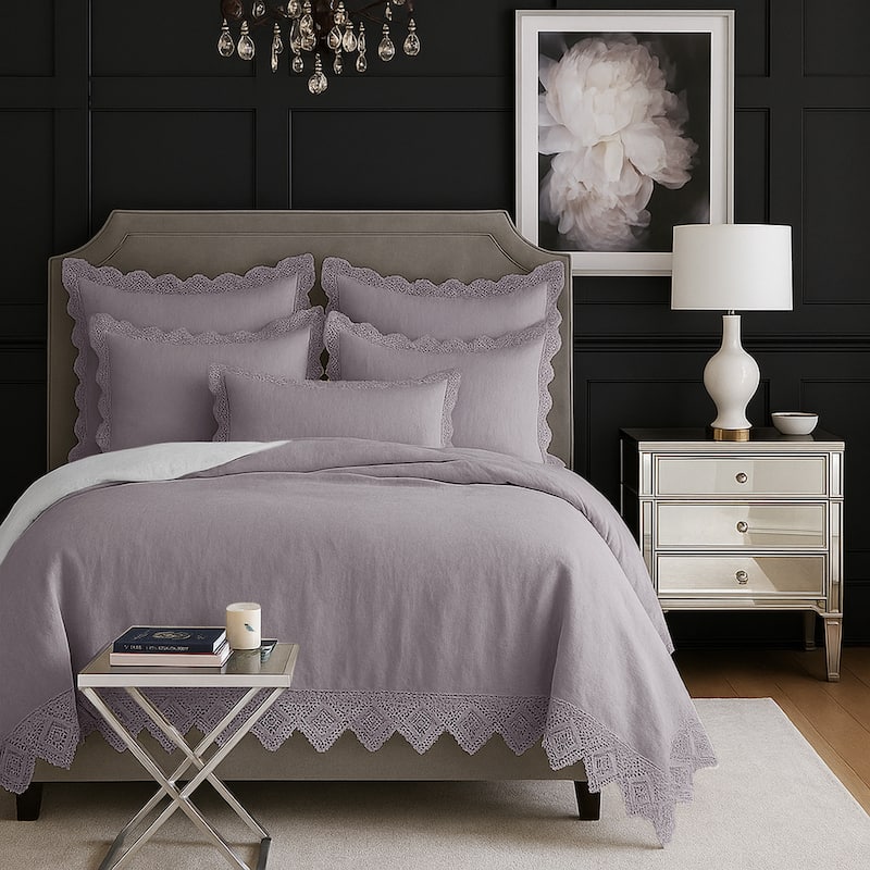 Elsie Lace Lilac 6 Piece Coverlet Set