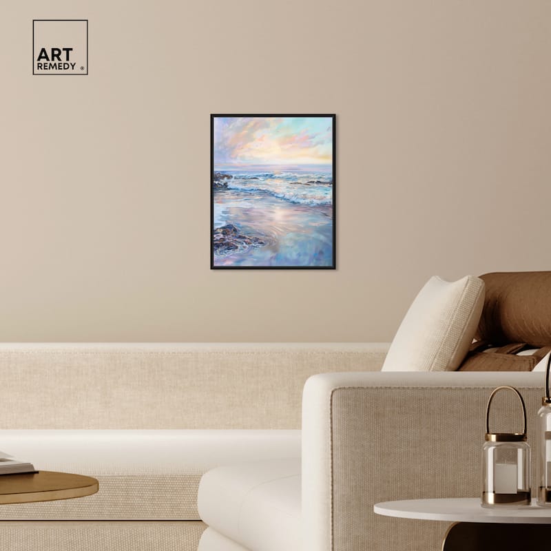 Art Remedy Dreamy Shoreline Framed Sailing 1 Piece Canvas Wall Art