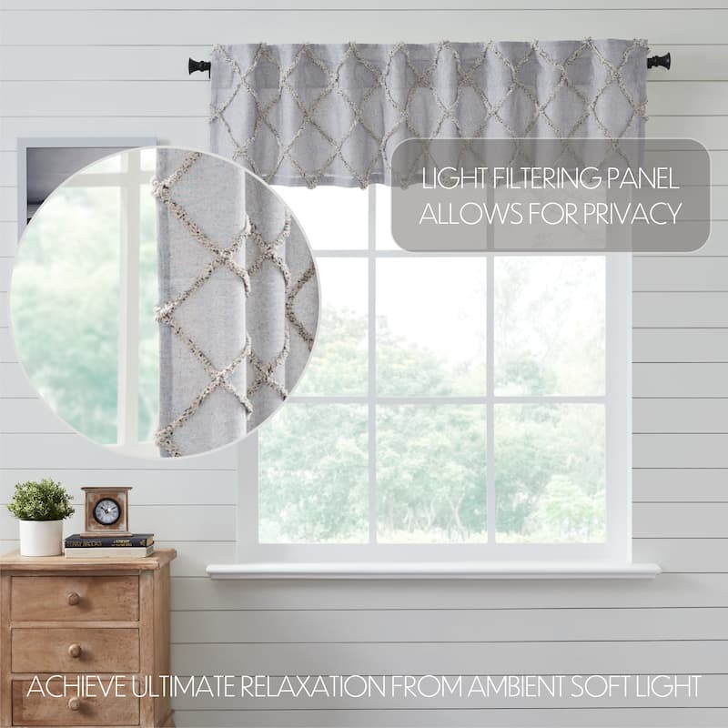 Frayed Lattice Creme & Black Valance 16x72 - M