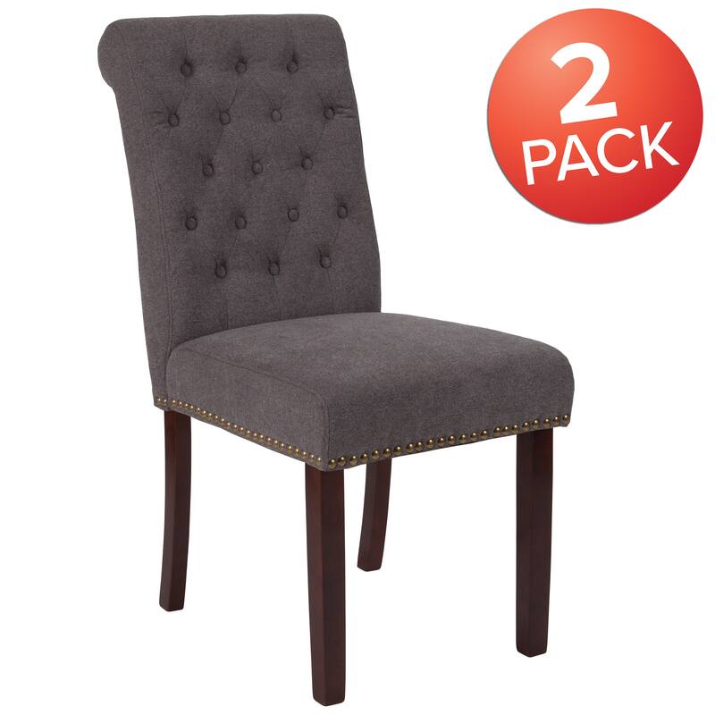 Parsons Rolled Back Accent Nail Trim Chairs (Set of 2) - 18.5"W x 27.5"D x 39.75"H