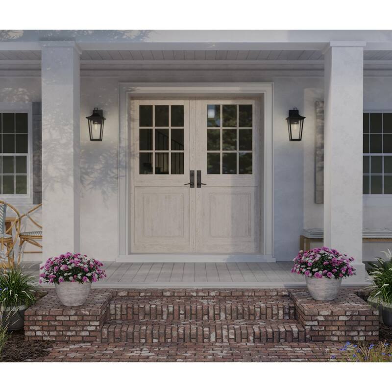 Padgett Collection One-Light Textured Black Outdoor Wall Lantern - 8 in x 9.62 in x 15 in