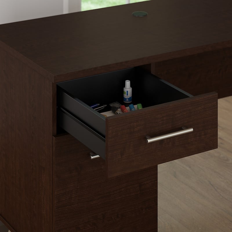 Bush Furniture Somerset 72W Office Desk with Hutch in Ash Gray