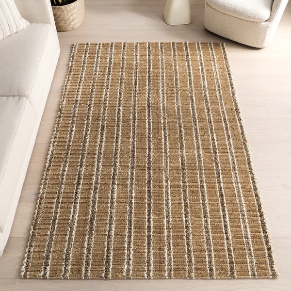 slide 2 of 9, Nuloom Violeta Striped Jute Area Rug 4' x 6' - Natural