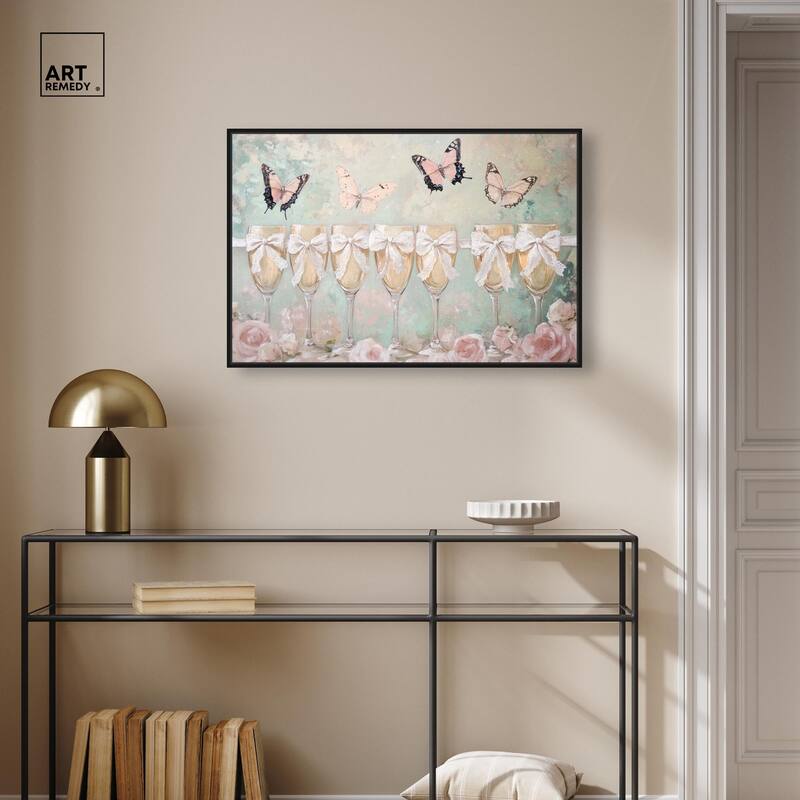 Champagne Mint and Pink Glass Canvas by Art Remedy