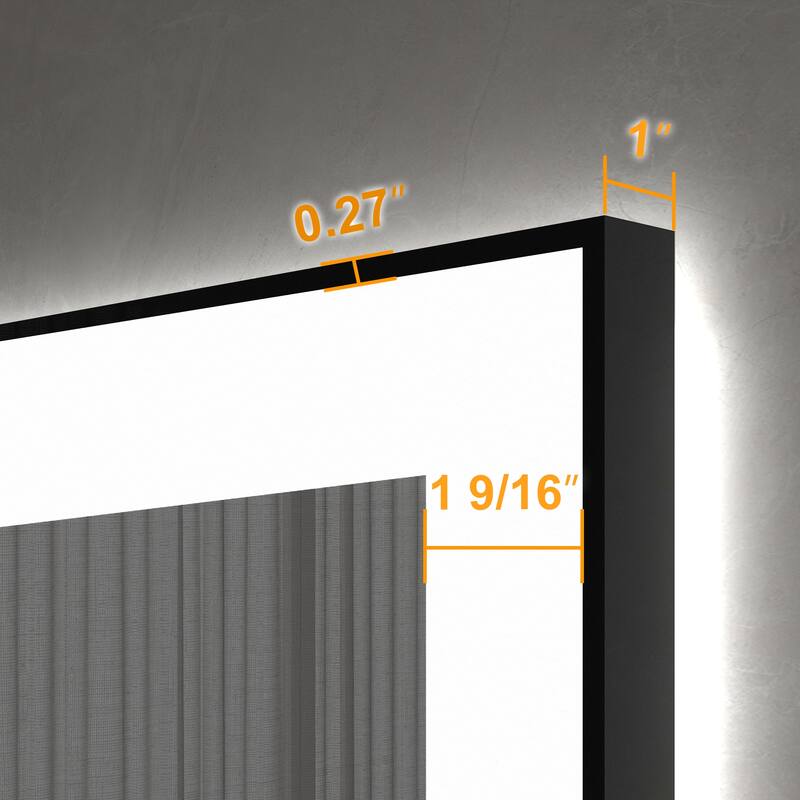 Rectangular Aluminum Framed Backlit and Front Light LED Wall Bathroom Vanity Mirror - N/A