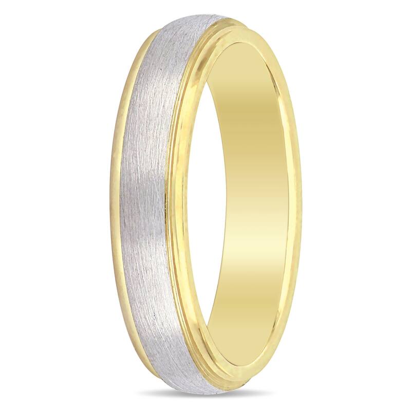 Miadora Ladies Brushed Comfort Fit Wedding Band in 2-Tone 10k Yellow and White Gold (4mm)