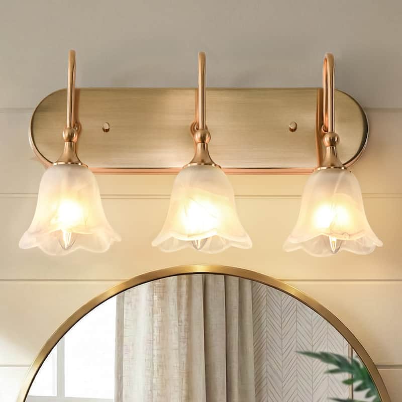 3-Light Modern Brass Gold Bathroom Vanity Light - Gold