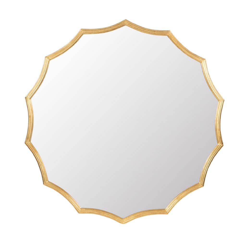 Sunburst Shape Framed Round Wall Mirror - 40" - Gold