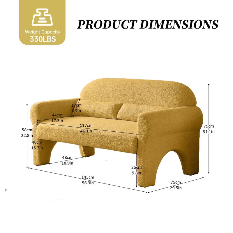 Modern teddy fabric loveseat for Living room