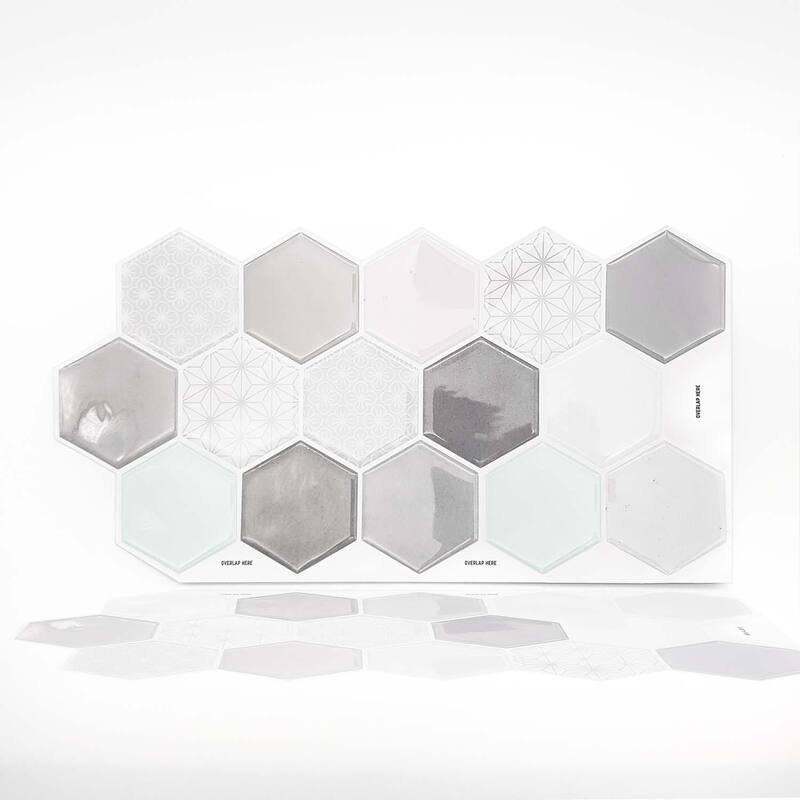 Walplus Honey Hexagon Glossy Peel and Stick Backsplash 11.8"x6" 12pcs