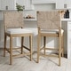 preview thumbnail 9 of 40, Beacon Bohemian Boucle Bar Stool, Upholstered Counter Height Chair with Solid Wood Frame and Woven Seagrass Back Set of 2 - Cream Boucle/Light Brown - Counter Height