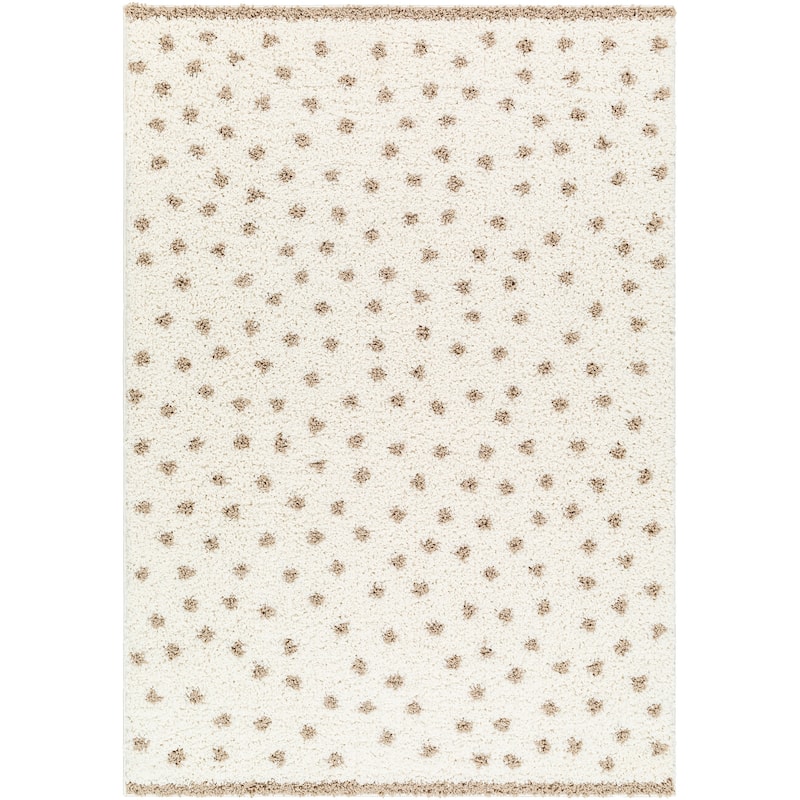 Livabliss Birmingham Whimsical Dots Plush Area Rug - 7' 10" x 10' - Tan/Ivory