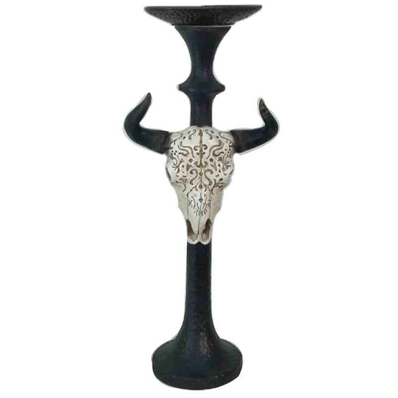 HiEnd Accents Skull pattern cut-out taper candle holder