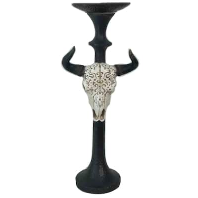 HiEnd Accents Skull pattern cut-out taper candle holder